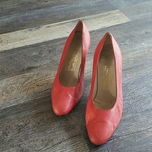 Salvatore Ferragamo women heels red shoes size 8B